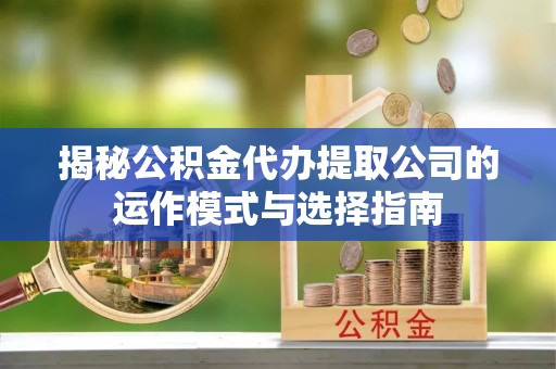 南京揭秘公积金代办提取公司的运作模式与选择指南